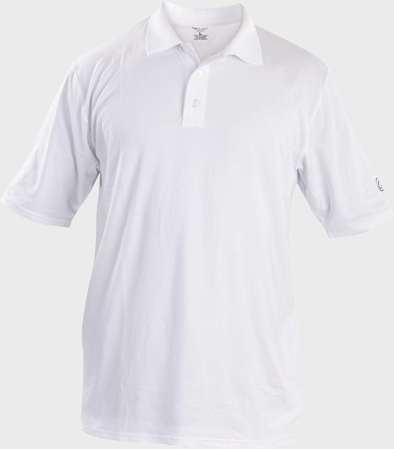 Front of Rawlings Adult White Short Sleeve Polo Shirt - SKU #GGPOLO