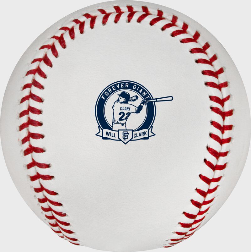 A Will Clark number retirement logo stamped on a MLB baseball - SKU: RSGEA-ROMLBWC22-R