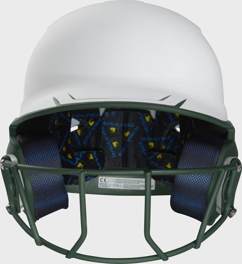 Front view of Rawlings Mach Ice Softball Batting Helmet, Dark Green - SKU: MSB13