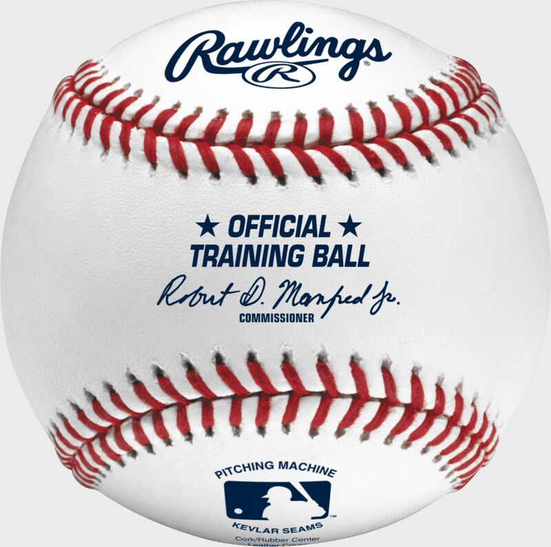 A white Rawlings official pitching machine baseball - SKU: ROPM loading=