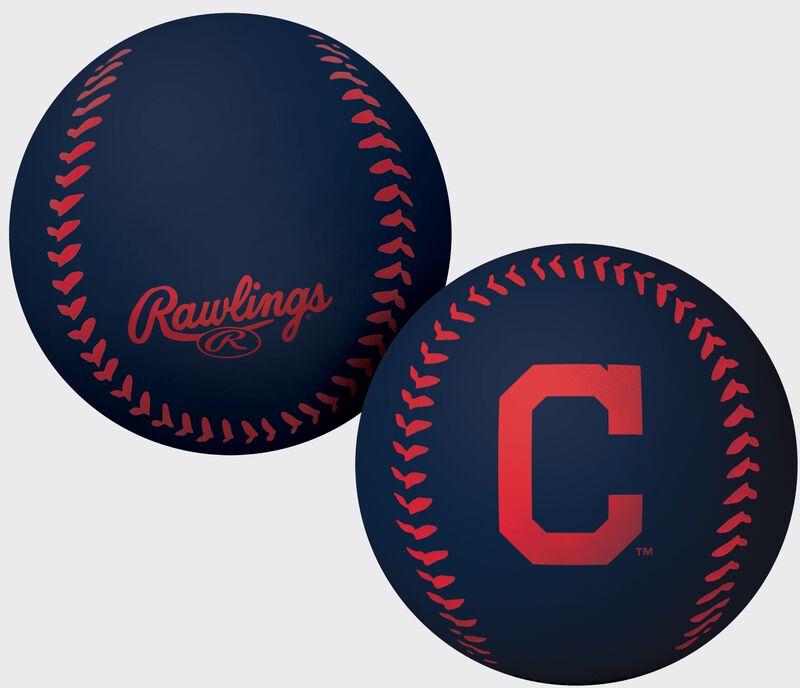 A navy Cleveland Guardians big fly rubber bounce ball