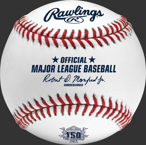 A ROMLBCIN150 MLB Cincinnati Reds 150 year anniversary ball with the Official Ball stamp and league commissioner's signature