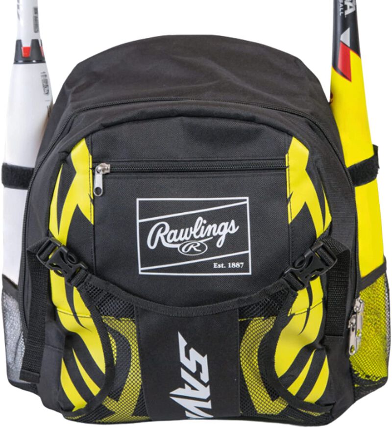 A black/yellow Savage youth baseball backpack - SKU: GBTBBK-B/OY loading=
