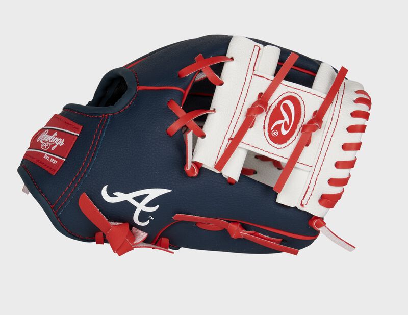 Thumb of a navy/white Atlanta Braves 10-inch team logo glove with a white I-web - SKU: 22000005111