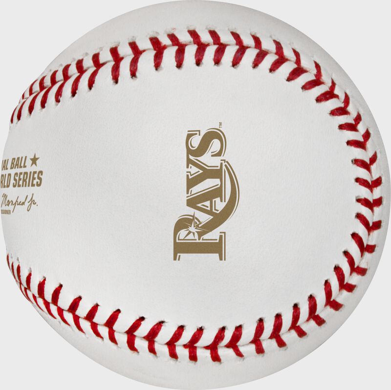 The Tampa Bay Rays logo stamped in gold on the 2020 dueling World Series ball - SKU: EA-WSBB20DL-R
