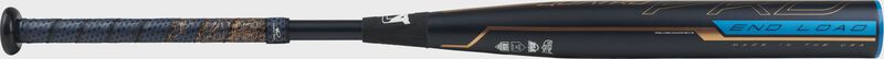 FPPE10 end-loaded Quatro Pro fastpitch bat with a navy barrel and navy/rose gold Lizard Skins grip