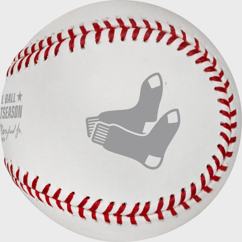 The Boston Red Sox logo stamped on the ALCS18DL 2018 ALCS champs baseball