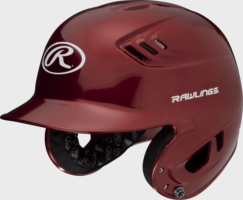 A metallic cardinal R16S Velo senior batting helmet with Cool-Flo vents