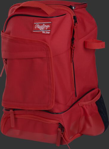 Left angle of a scarlet R701 universal training backpack