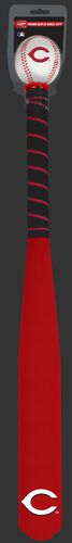 Front of Rawlings Cincinnati Reds Foam Bat and Ball Set in Team Colors With Team Name and Logo On Front SKU #01860023111