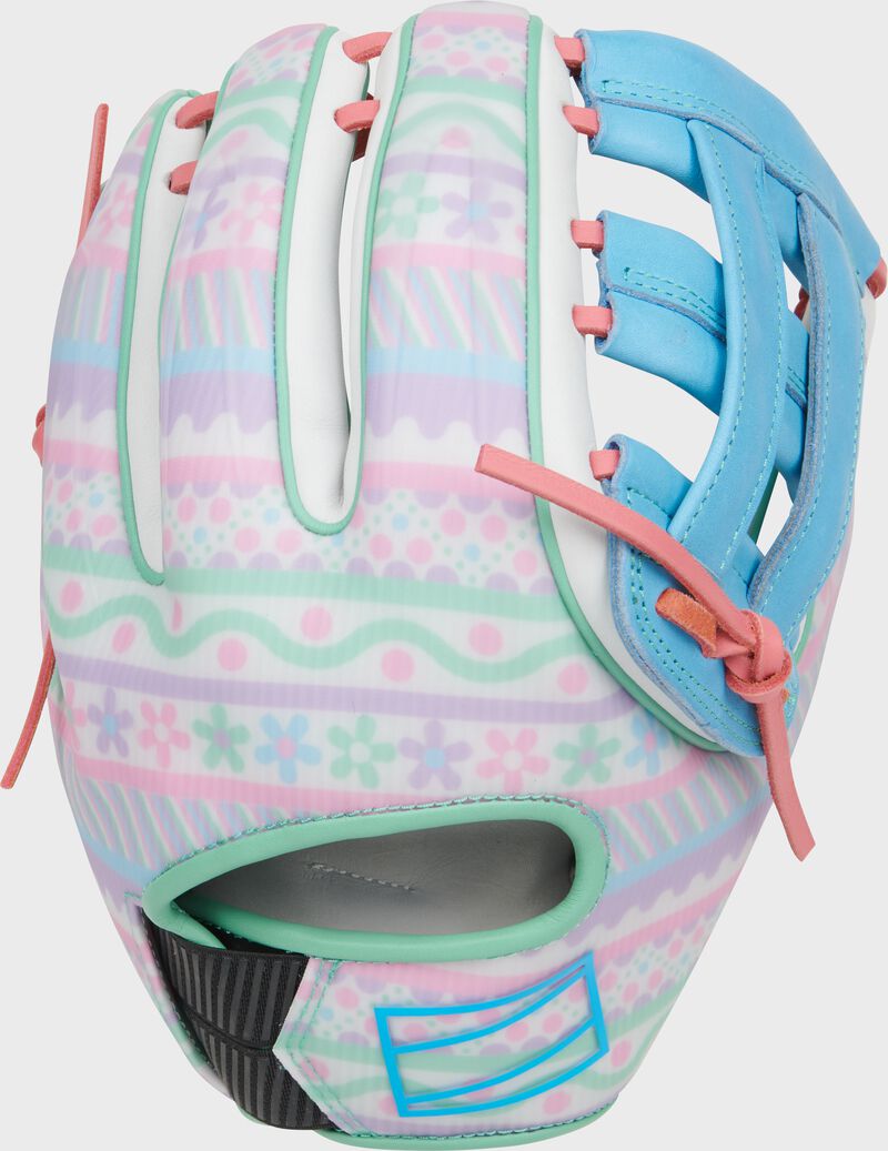 Easter egg print back of a Rawlings REV1X 11.75" H-web glove - SKU: REV205-6W