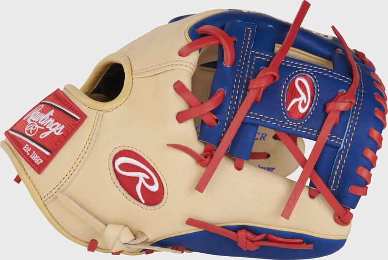 Thumb of a camel/royal Heart of the Hide exclusive R2G 11.5" infield glove with a Pro I-web - SKU: PROR204W-2CR