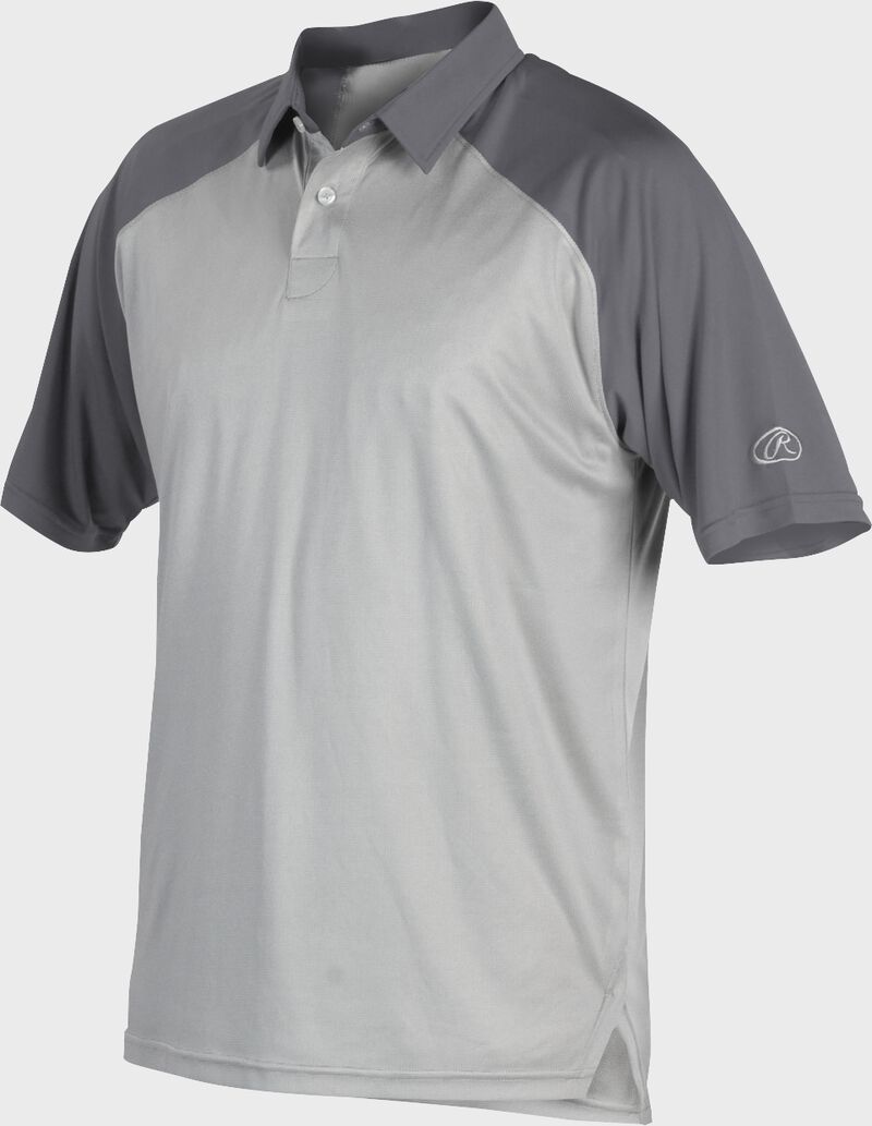 A gray Rawlings colorsync polo with dark gray sleeves - SKU: CSP-BG/GR loading=