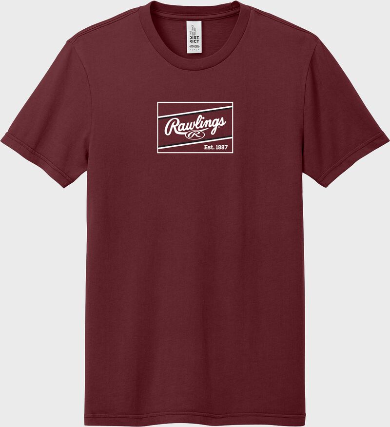 A maroon Rawlings patch T-shirt