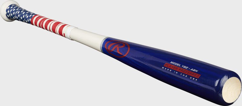 Three-Quarter angled view of a 2021 Player Preferred Youth Ash Wood bat - SKU: Y62AUS