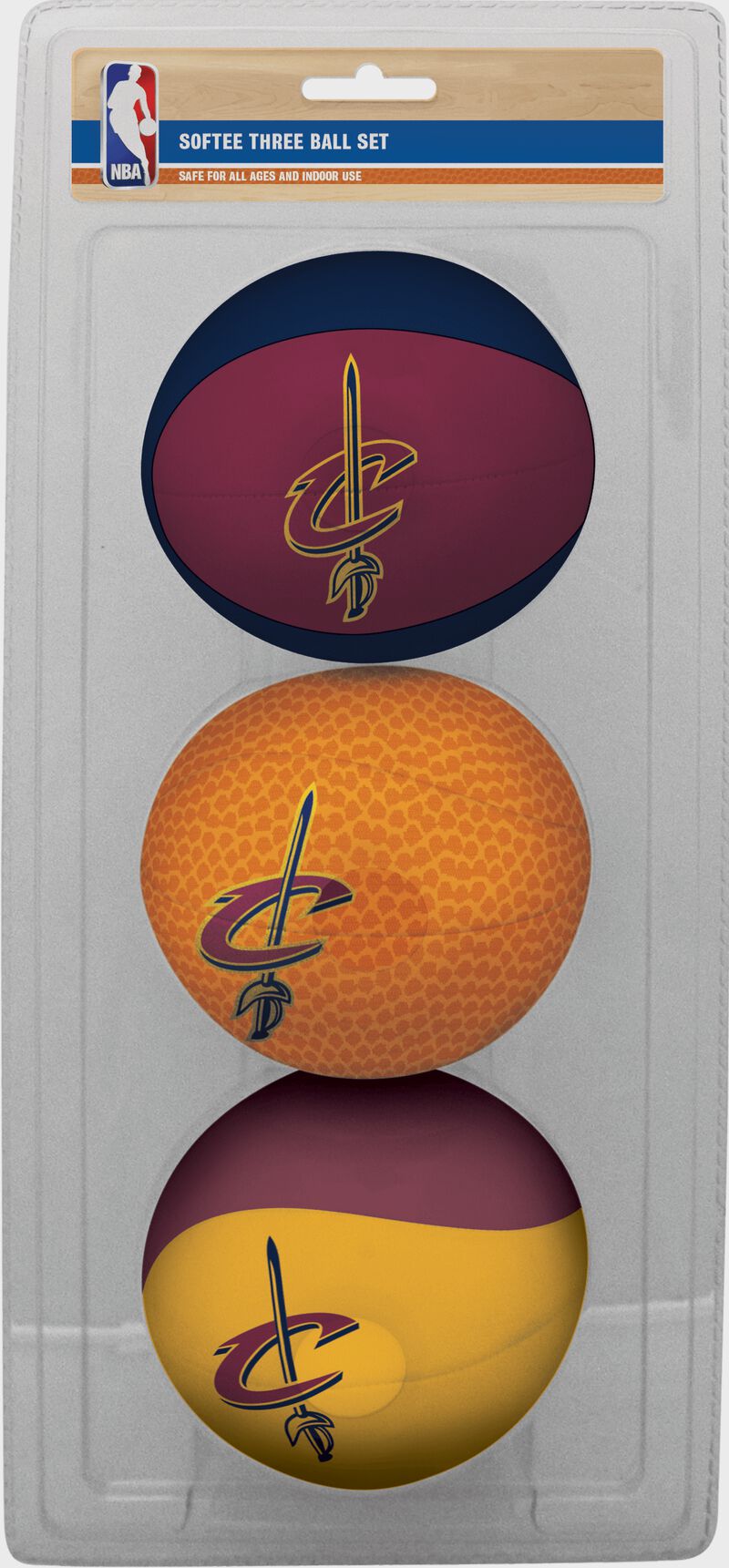 Rawlings Burgundy, Brown, and Gold NBA Cleveland Cavaliers Three-Point Basketball Set With Team Logo SKU #03524199114 loading=