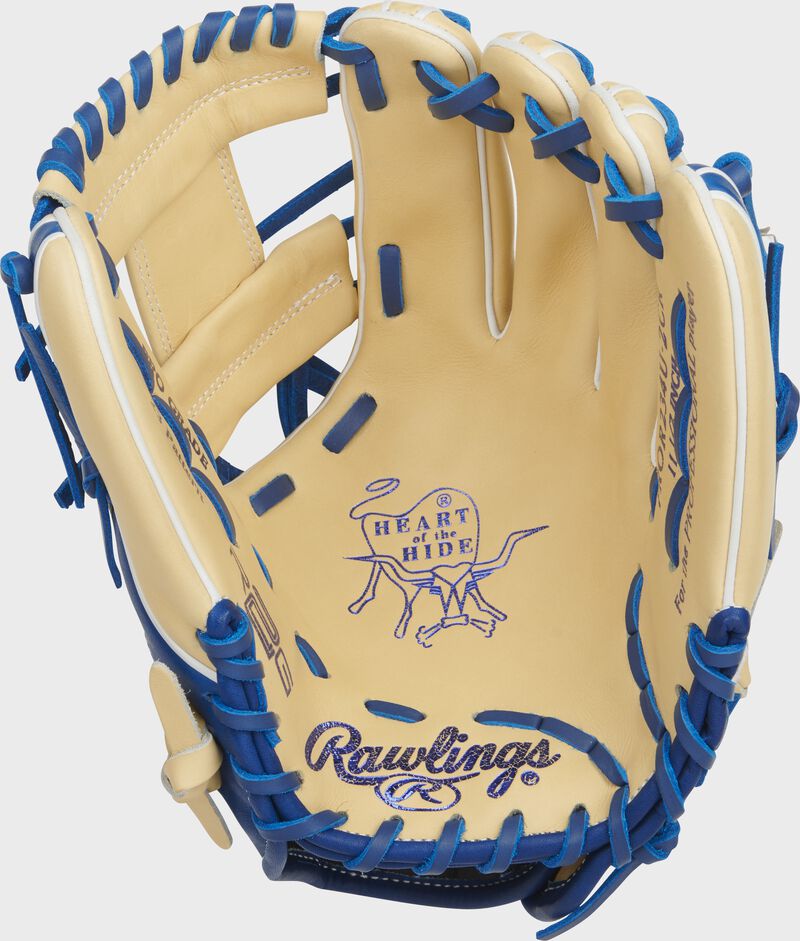 Shell palm view of camel and blue 2021 Exclusive HOH R2G 11.5-inch infield ContoUR Fit glove loading=