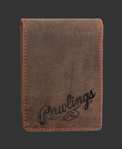 A brown high grade debossed front pocket wallet with the Rawlings logo debossed in the bottom right - SKU: RPW006-200