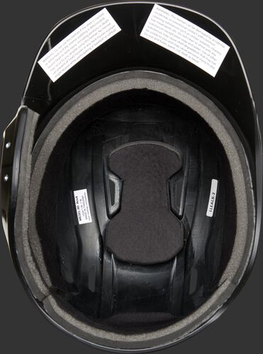 Inside padding of a black Rawlings Mach single ear helmet - SKU: MSE01A-LHB