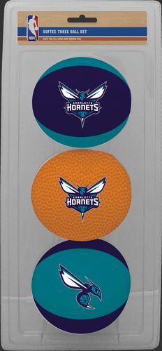 Rawlings Purple, Brown, and Teal NBA Charlotte Hornets Three-Point Softee Basketball Set With Team Logo SKU #03524204114
