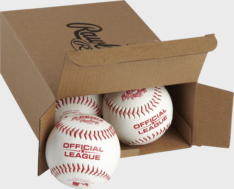 Official League Playmaker baseballs inside a Rawlings box - SKU: PMBBPK6