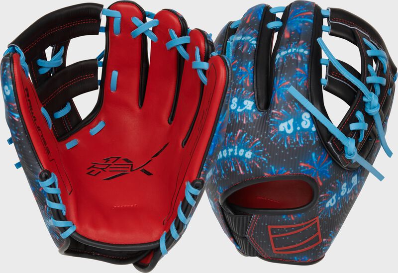 Image showing the palm & back of a Rawlings REV1X 4th of July infield glove