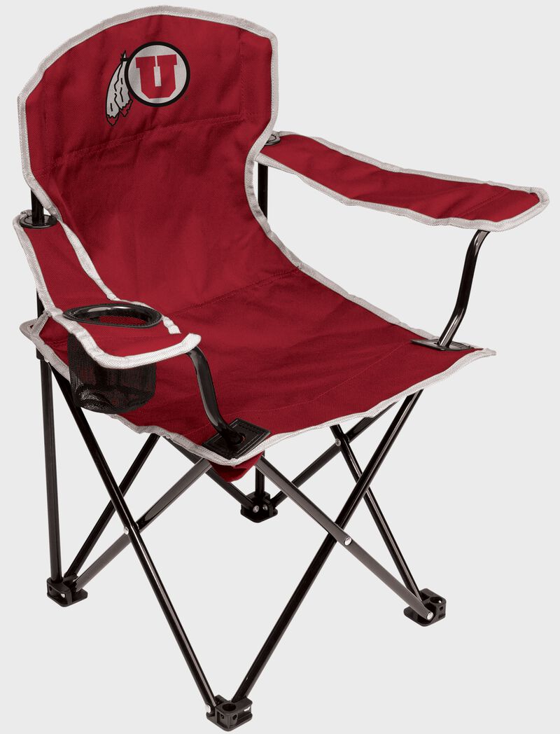A red NCAA Utah Utes youth chair with a team logo on the back