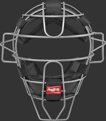 A LWMXTI-B umpire intermediate facemask with black padding and silver cage