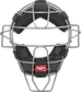 A LWMXTI-B umpire intermediate facemask with black padding and silver cage