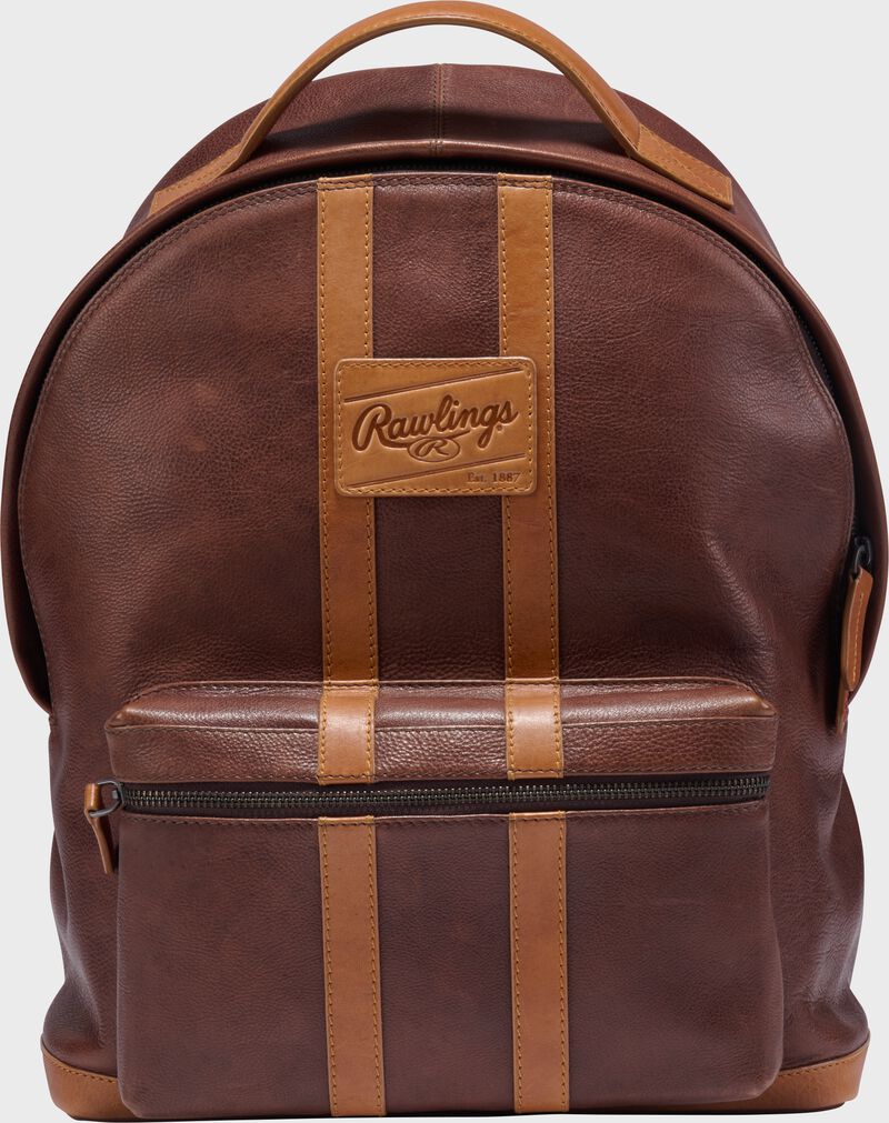 Front of a brown Rawlings Heritage Backpack