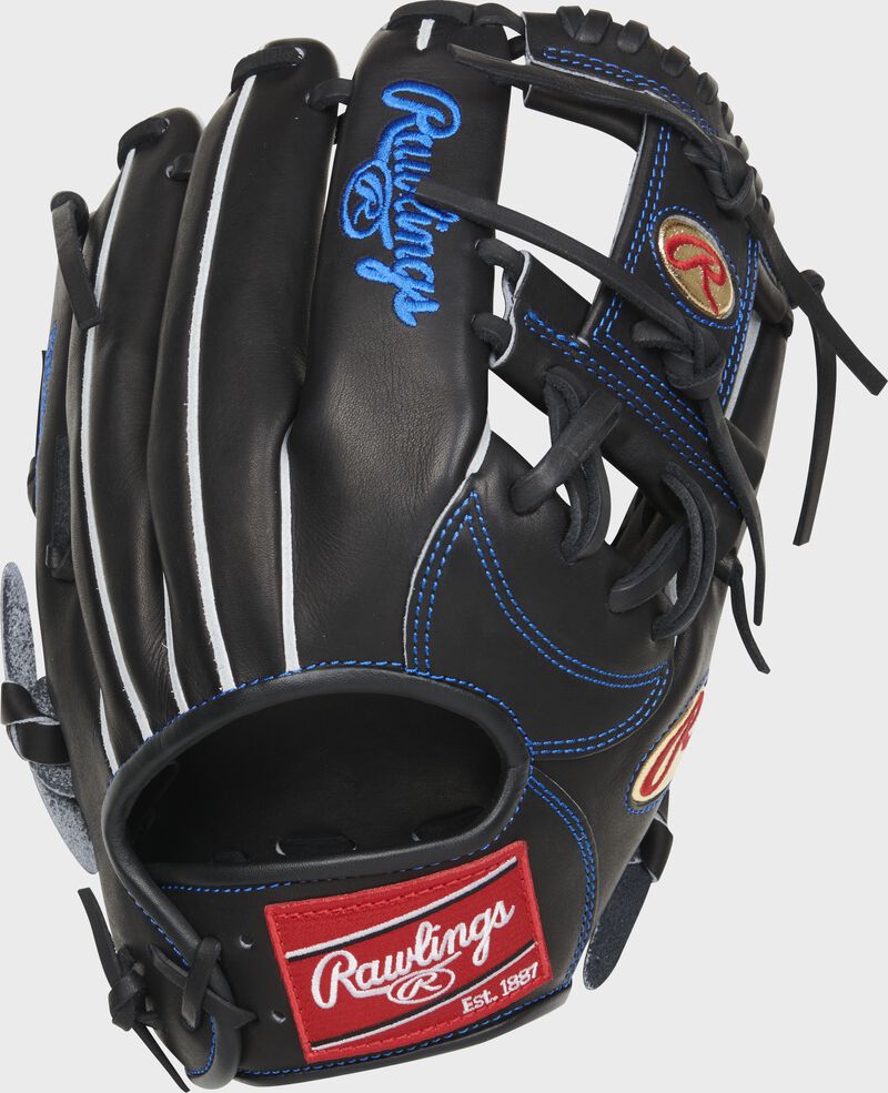 Black back of a Marcus Semien Heart of the Hide glove with a red Rawlings patch - SKU: RSGPRO44L-2MS