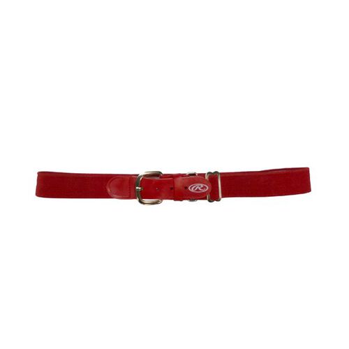 Front of Rawlings Scarlet Adult Adjustable Elastic Baseball Belt - SKU #BLT-RED