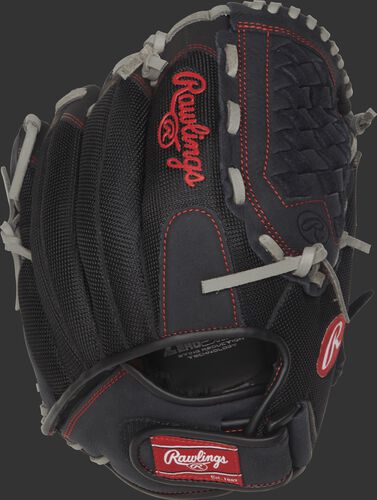 R120BGS 12-inch Renegade Series recreational baseball/softball glove with a black mesh back and Velcro wrist strap