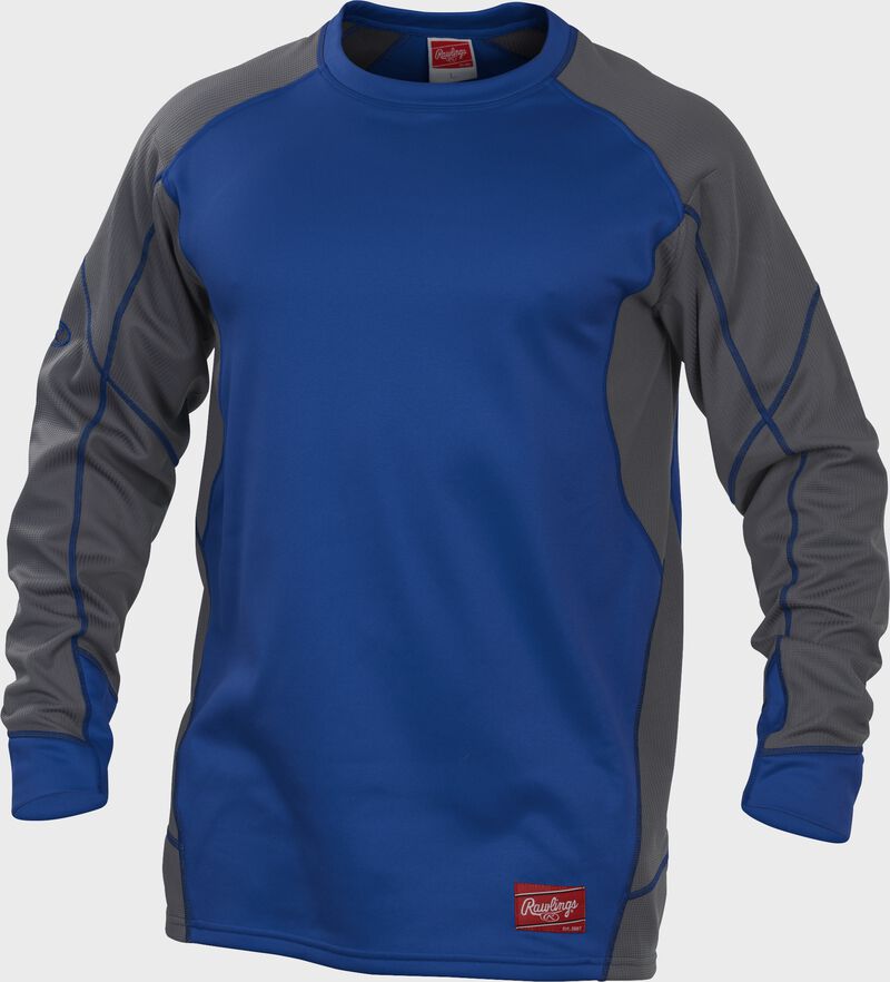 UDFP4 Royal blue Dugout fleece pullover with grey sleeves and royal stitching
