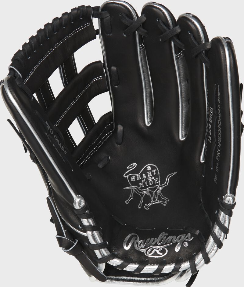 PRO3039-6BPCF Rawlings Hyper Shell outfield glove with a black palm and black laces
