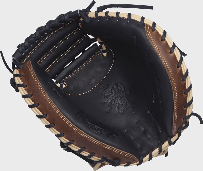 PROCM33BSL 33-inch Heart of the Hide catcher's mitt with a black palm and black laces loading=