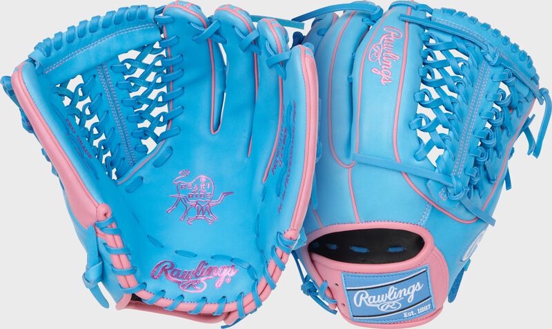 Two images showing the palm & back of a Heart of the Hide 12.75-Inch Modified Trap-Eze Web Glove