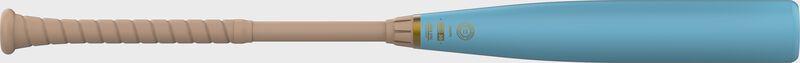 A Rawlings Icon Pro Preferred BBCOR baseball bat with a Columbia blue barrel and tan handle