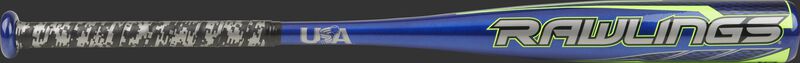 USZR10 USA Baseball Raptor bat with a blue barrel and black/grey camo grip