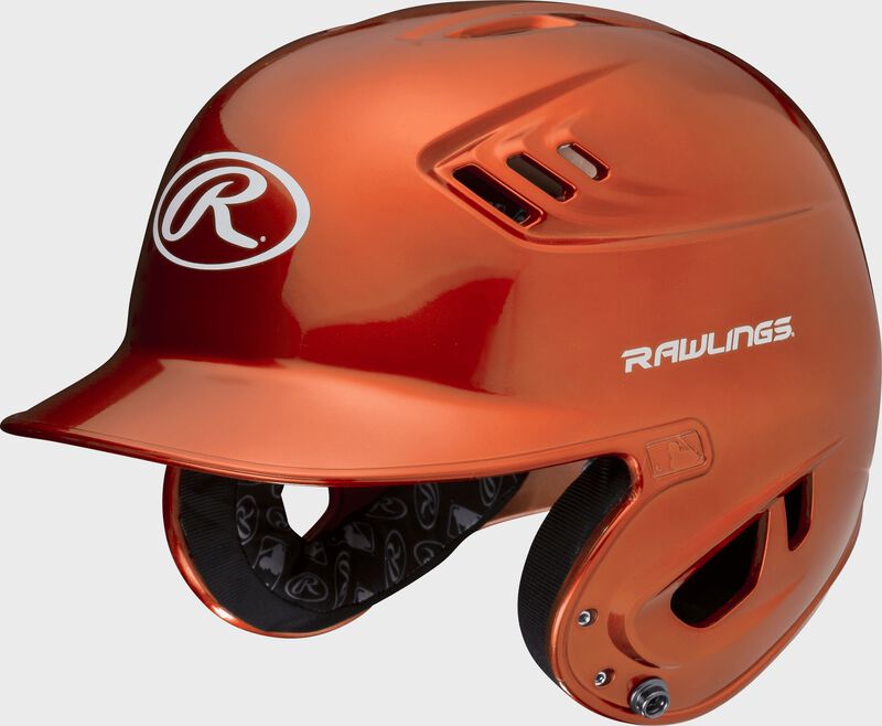A metallic orange R16S Velo senior batting helmet with Cool-Flo vents