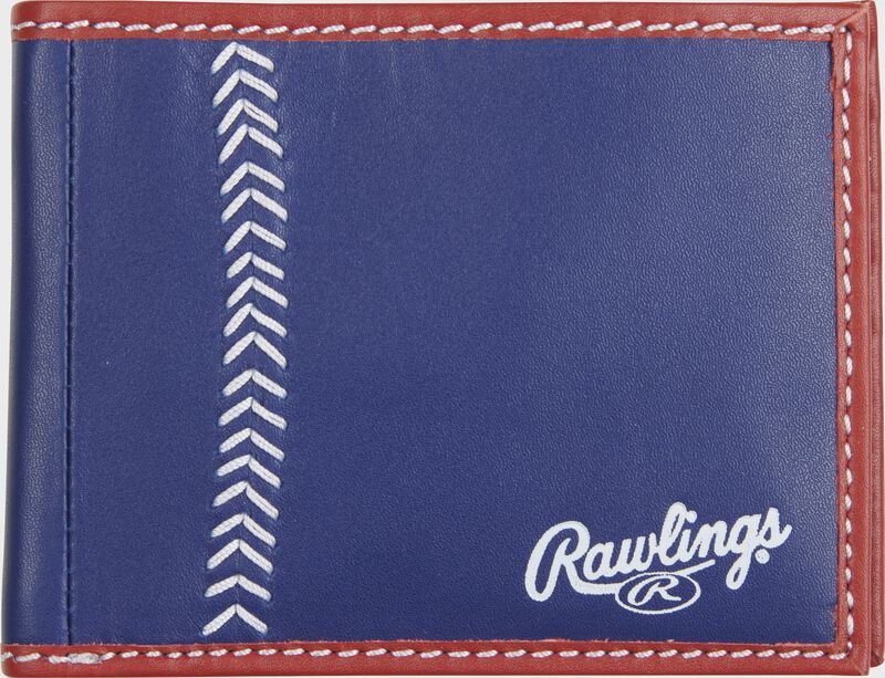 Vintage Baseball Stitch Tan Leather Trifold Wallet by Rawlings