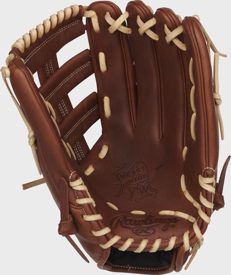 Shell palm view of timberglaze Gameday 57 Series Nick Markakis Heart of the Hide glove