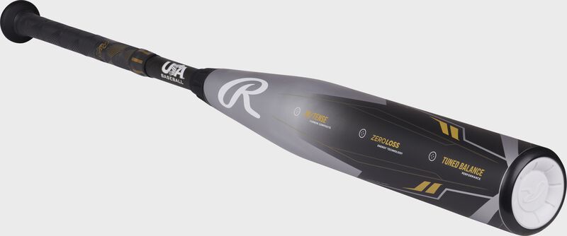 White end cap on the barrel/end cap view of a Rawlings Icon USA bat - SKU: RUS3I8