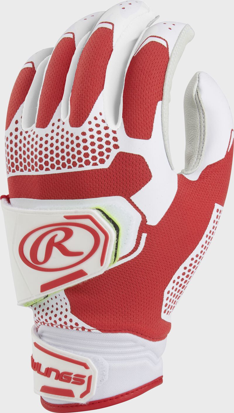 Back of a scarlet 2022 Women's workhorse pro batting glove - FP2PBG-S