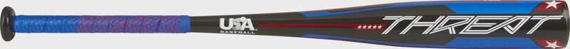 A black/blue/red Rawlings 2022 Threat USA -12 bat - SKU: US1T12