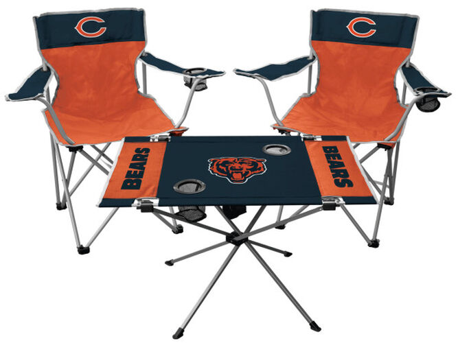 Front of Rawlings Orange and Navy NFL Chicago Bears 3-Piece Tailgate Kit With Two Kickoff Chairs, An Endzone Table, And A Transport Bag With Team Logo SKU #01041062511