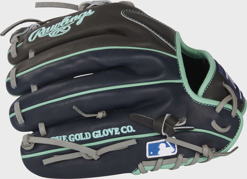Navy/dark shadow back of a HOH R2G ContoUR fit infield glove with the MLB logo on the pinky - SKU: PROR204U-2DS