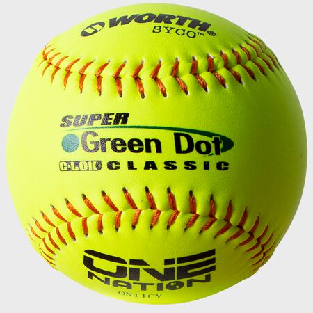 One Nation 11 in Green Dot Softballs (ON11CY)