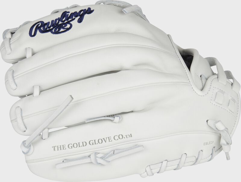 Back of a white Liberty Advanced 12.25-Inch fastpitch softball glove - SKU: RLA207SB-6W