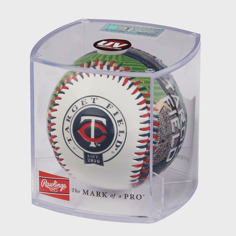 MLB Minnesota Twins stadium baseball in a display case